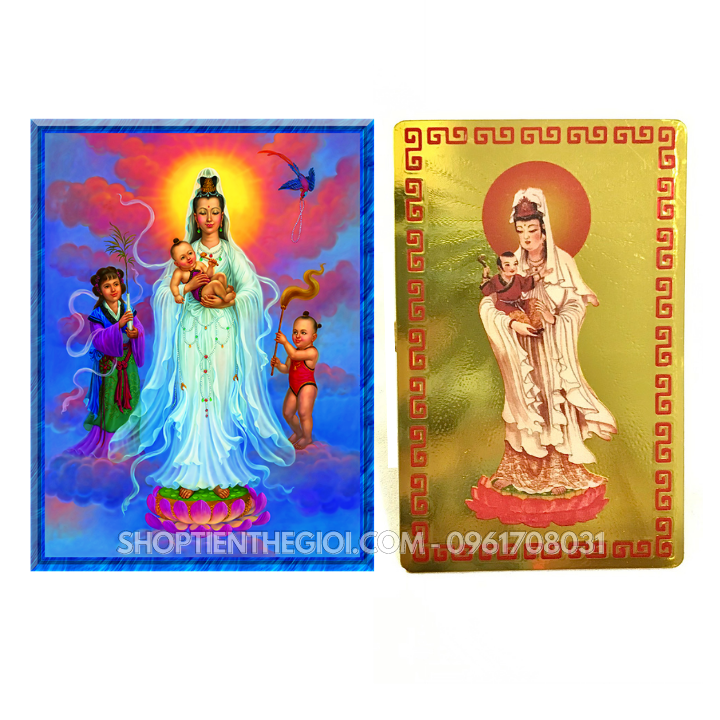 Thẻ Kim Bài Bồ Tát Quan Âm và Thiện Tài Đồng Tử